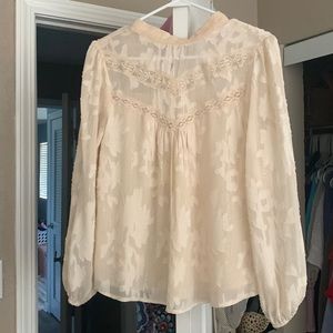Cream floral Anthropology inspired blouse